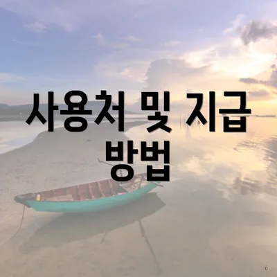 사용처 및 지급 방법