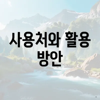 사용처와 활용 방안