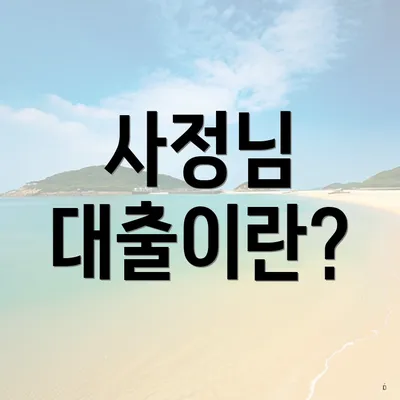 사정님 대출이란?