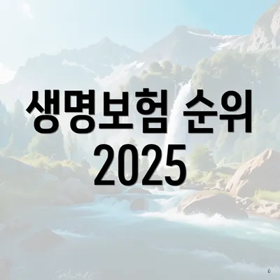 생명보험 순위 2025