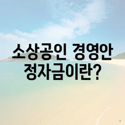 소상공인 경영안정자금이란?