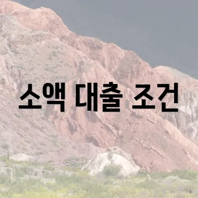 소액 대출 조건
