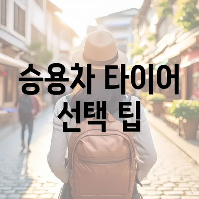 승용차 타이어 선택 팁