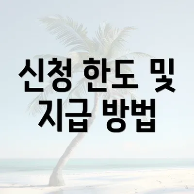 신청 한도 및 지급 방법