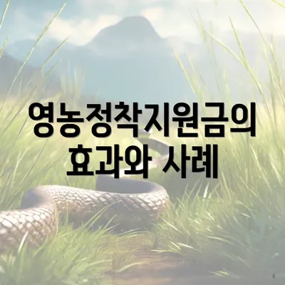 영농정착지원금의 효과와 사례