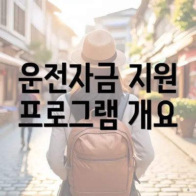 운전자금 지원 프로그램 개요