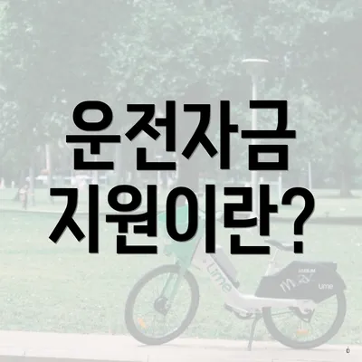 운전자금 지원이란?