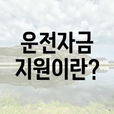 운전자금 지원이란?