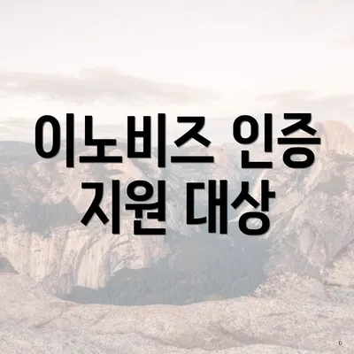 이노비즈 인증 지원 대상