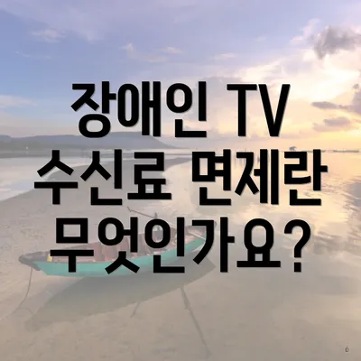장애인 TV 수신료 면제란 무엇인가요?