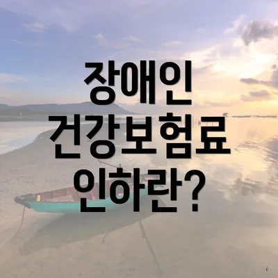 장애인 건강보험료 인하란?