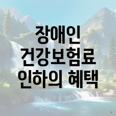 장애인 건강보험료 인하의 혜택
