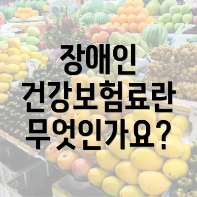 장애인 건강보험료란 무엇인가요?