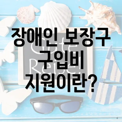 장애인 보장구 구입비 지원이란?