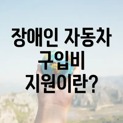 장애인 자동차 구입비 지원이란?