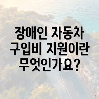 장애인 자동차 구입비 지원이란 무엇인가요?