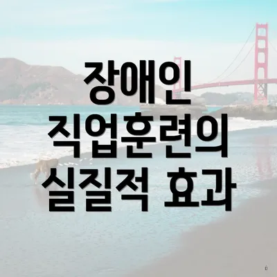 장애인 직업훈련의 실질적 효과