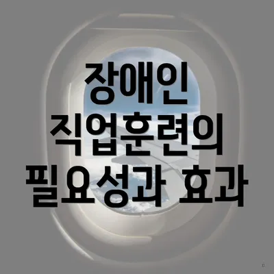 장애인 직업훈련의 필요성과 효과