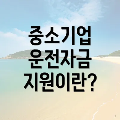 중소기업 운전자금 지원이란?