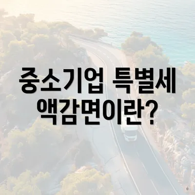 중소기업 특별세액감면이란?