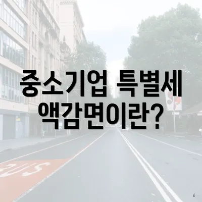 중소기업 특별세액감면이란?