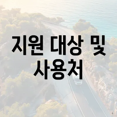 지원 대상 및 사용처