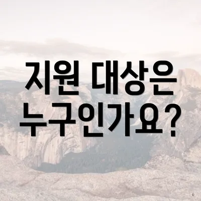 지원 대상은 누구인가요?