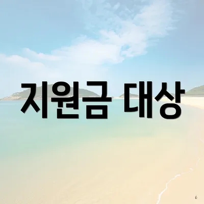 지원금 대상