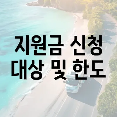 지원금 신청 대상 및 한도