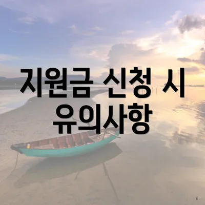 지원금 신청 시 유의사항