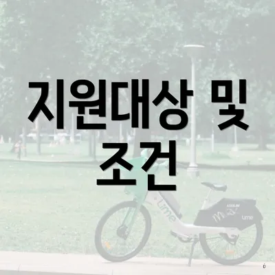 지원대상 및 조건