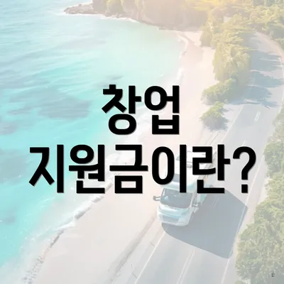 창업 지원금이란?