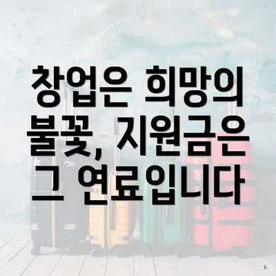 창업은 희망의 불꽃, 지원금은 그 연료입니다