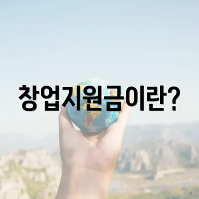 창업지원금이란?