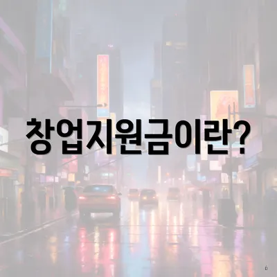 창업지원금이란?