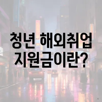 청년 해외취업 지원금이란?
