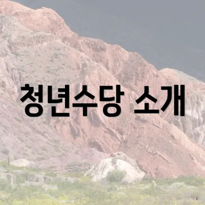 청년수당 소개