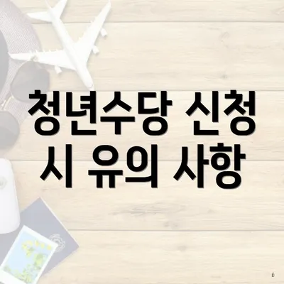 청년수당 신청 시 유의 사항
