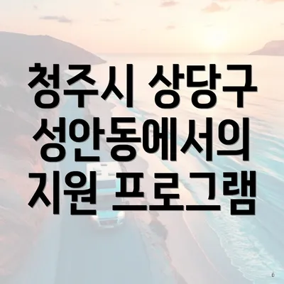 청주시 상당구 성안동에서의 지원 프로그램