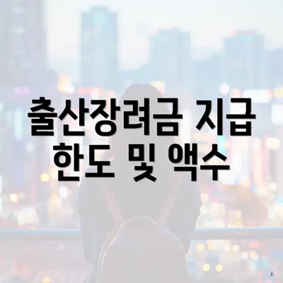 출산장려금 지급 한도 및 액수