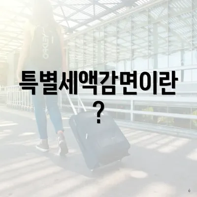 특별세액감면이란?