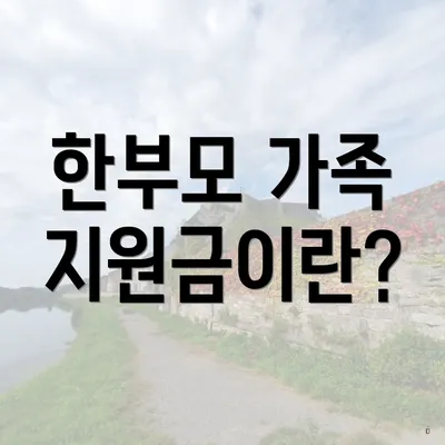 한부모 가족 지원금이란?