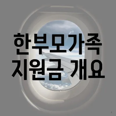 한부모가족 지원금 개요