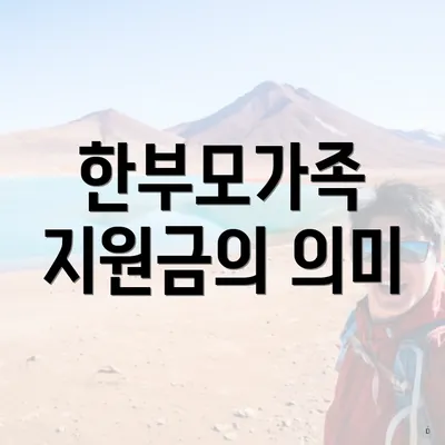한부모가족 지원금의 의미