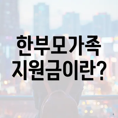 한부모가족 지원금이란?