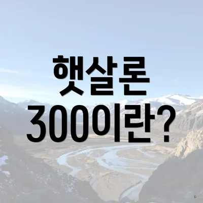 햇살론 300이란?